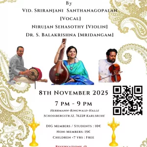 Flyer for Indian Classical Music Concert 2025