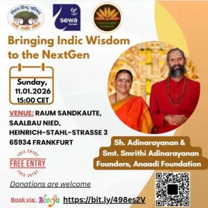 Flyer for Bringing Indic Wisdom to the NextGen Seimnar