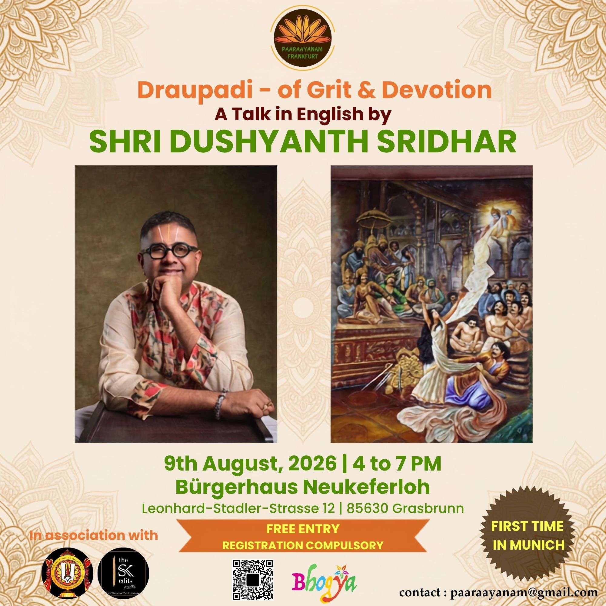 Flyer for Dushyanth in Munich 2026