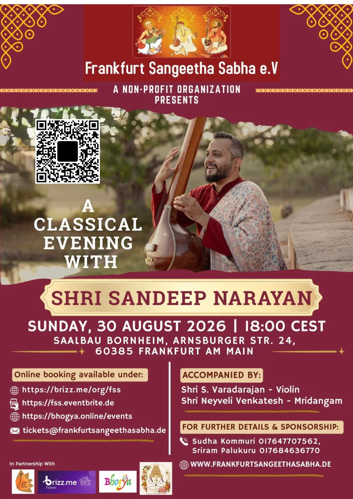 Flyer for the Sandeep Narayan Concert 2026