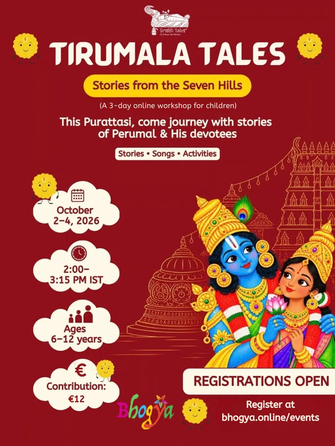 Flyer for Tirumala Tales 2026 Workshop